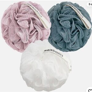 MainBasics Bath Loofah Set - Pink, Gray, White
